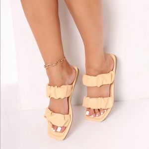 fashion nova ruffled two strap sandal